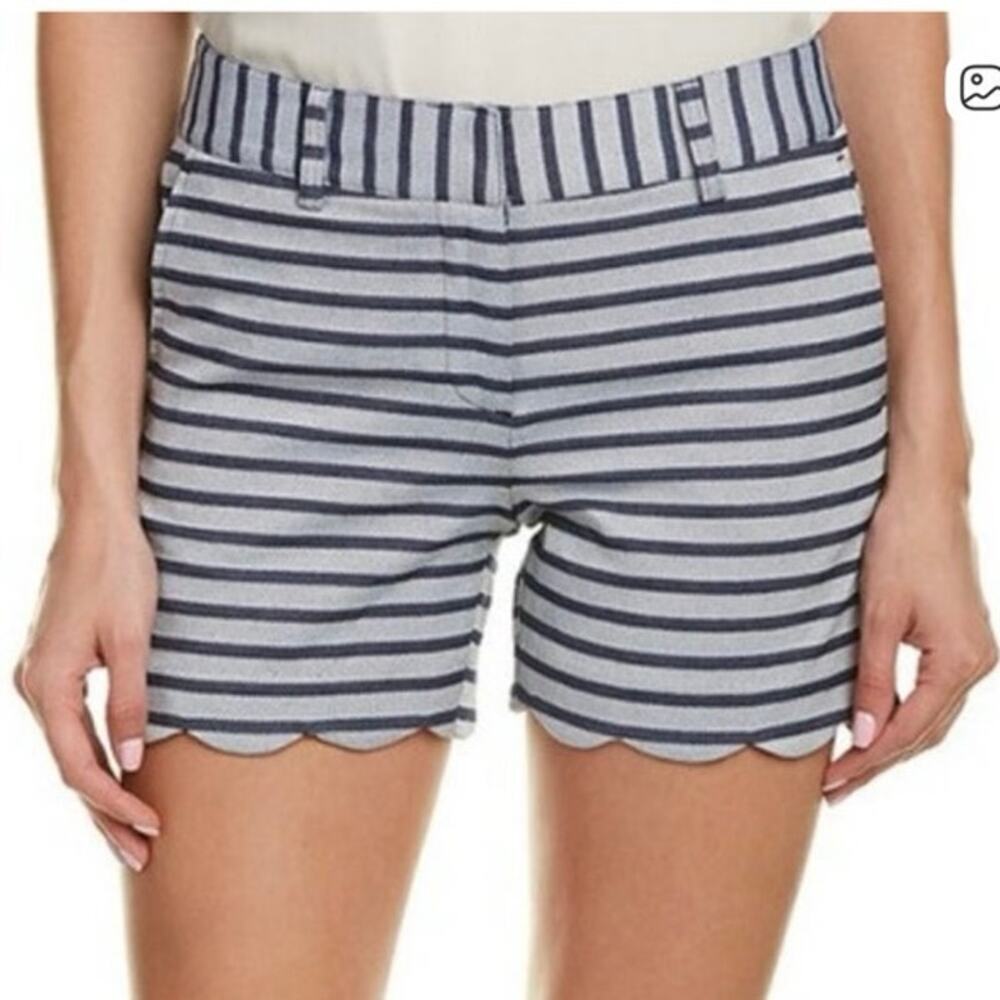 J. McLaughlin Striped Scallop Hem Shorts size 8